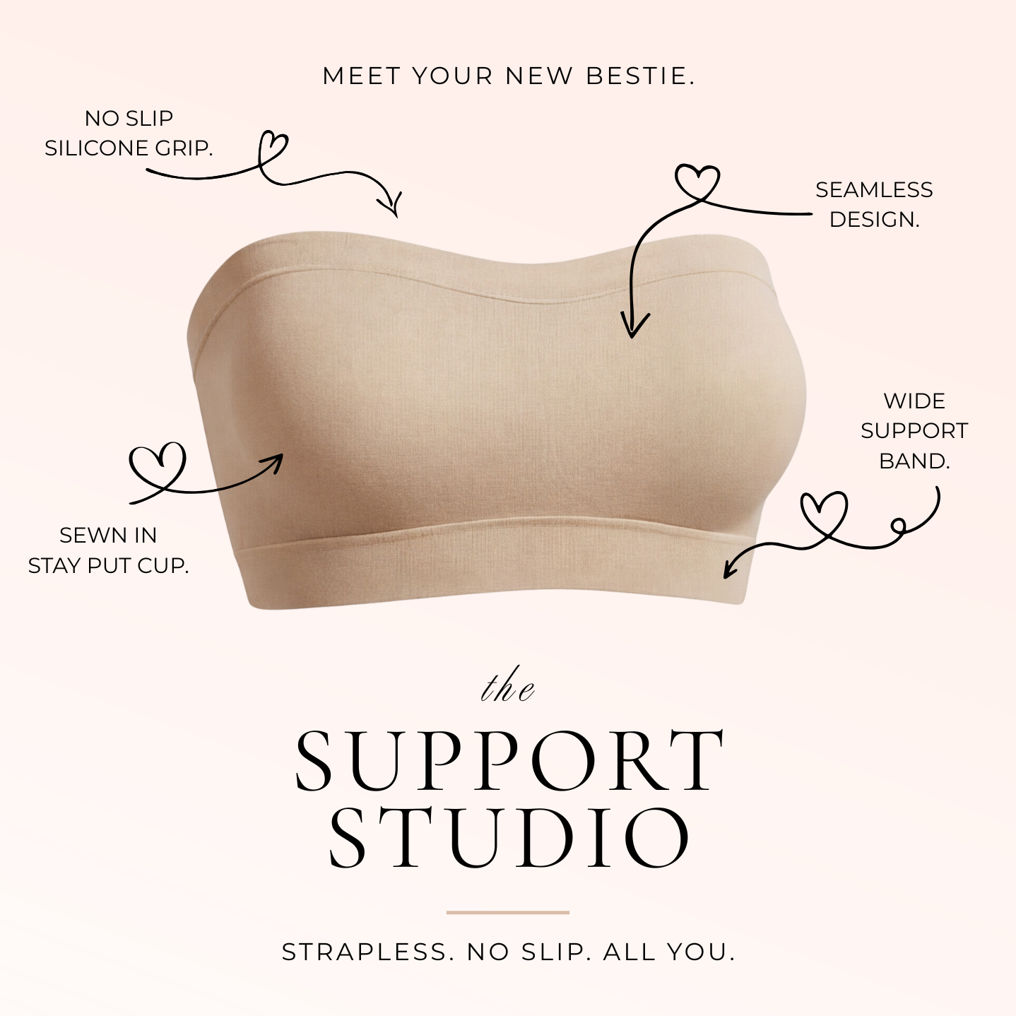 Support Studio Stay-Put Strapless Wire-Free Body Shaping Bra