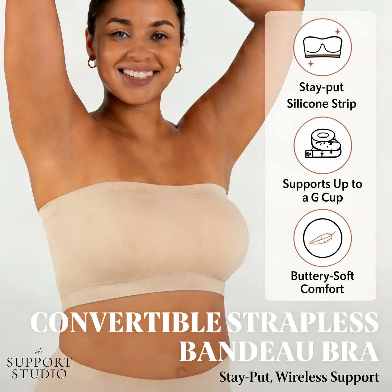 Support Studio Stay-Put Strapless Wire-Free Body Shaping Bra